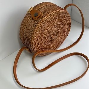 Rattan woven basket purse
